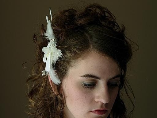 A Touch Of The Tropics Orchid with Rhinestones and Feather Accents