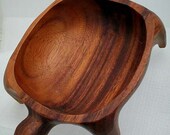1970s VINTAGE Monkey Pod Wood TURTLE Candy Trinket DISH
