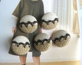 Beige Brown Khaki Crochet Floral Lace Net Handmade Cloth Fabric Buttons 1.1 Inches 5's