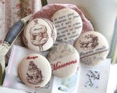 Handmade Fabric Buttons - Beige French Paris Macarons Food Floral Handmade Fabric Buttons 1.2 Inch 5's