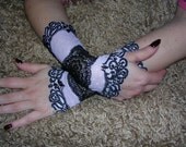 The PIRATE WIFE black-white victorian cuffs victorian gloves gothic cuffs goth  lolita gloves twilight vampire steam