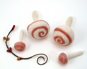 Spiral Swirl Mushrooms in Melon and Cream Home Decor  - Set of Four Made to Order