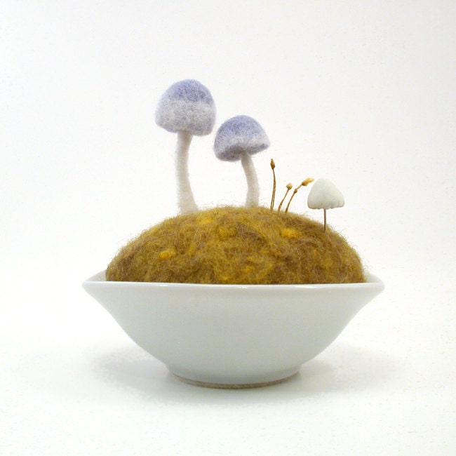 Blue Mushrooms on Spring Moss Woodland Scene - Limited Edition Made To Order - FoxtailCreekStudio Blue Mushrooms on Spring Moss Woodland Scene - Limited Edition Made To Order - FoxtailCreekStudio
