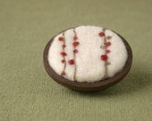 Flower Bud Vines - Wool Pin Brooch in Reds - Made To Order