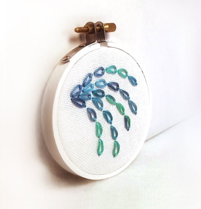 Abstract Wall Decor Blue Ocean Droplets Ombre Embroidery 3 inch hoop - FoxtailCreekStudio