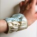 Christine  - Pleated Textile Cuff w Vintage Lace and Buttons