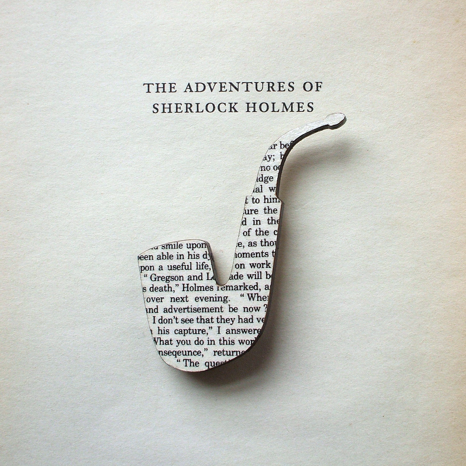 Sherlock Holmes - Pipe brooch. Classic book brooches made with original pages.