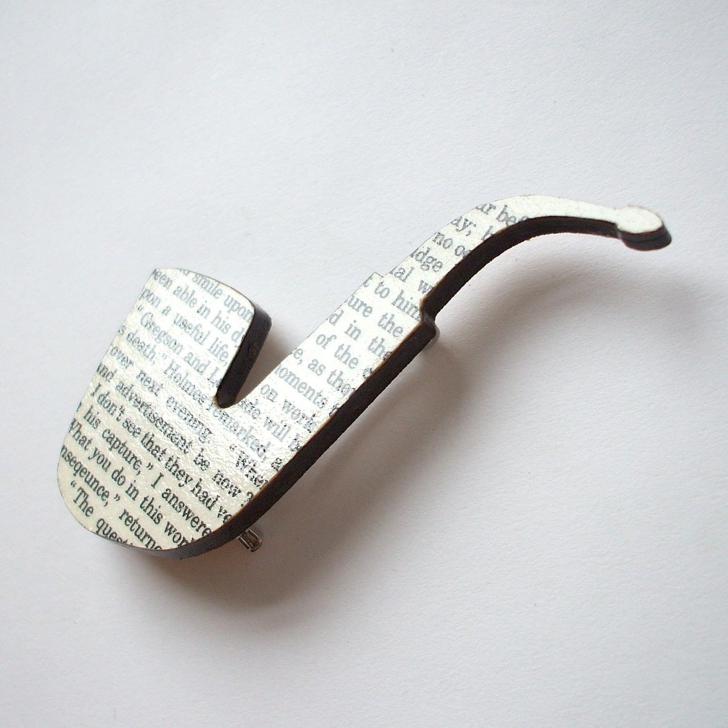 Sherlock Holmes - Pipe brooch. Classic book brooches made with original pages.