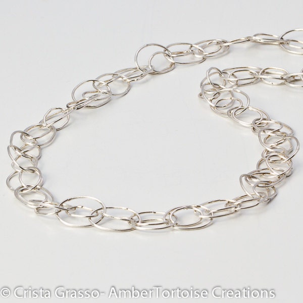 Unique Double Chain Necklace- Sterling Silver- 23 Inches