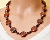 Red Jasper and Black Onyx Rondelle Necklace