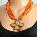 ON SALE VINTAGE Carnelian and Sterling Silver Statement Necklace
