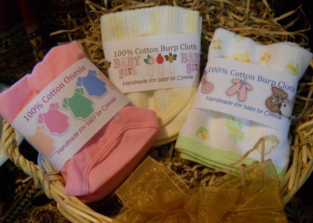 Personalized Girl Onesie/Burp Cloth Wrappers PDF Set