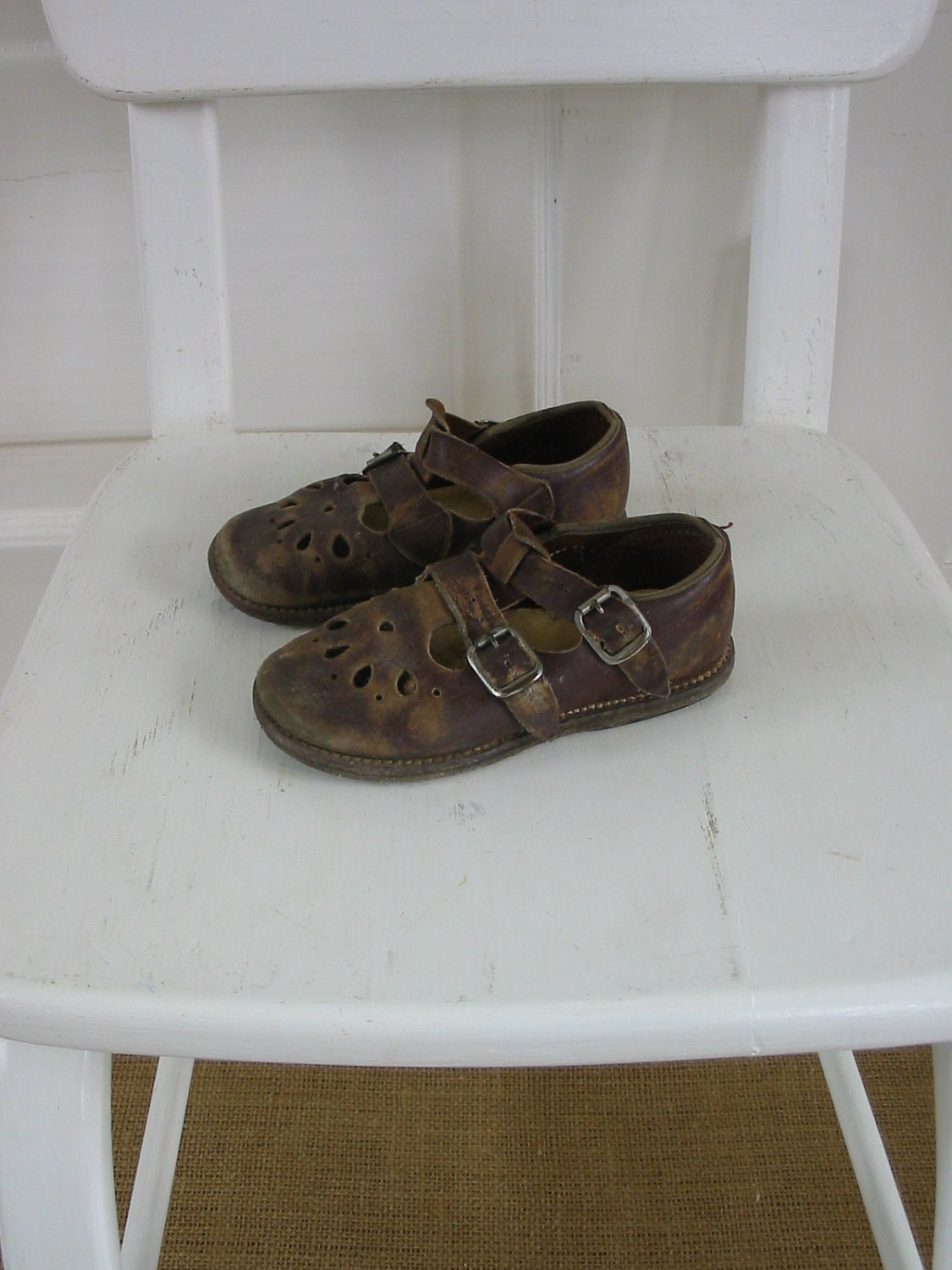 Vintage Children Girl Shoes Mary Janes Nursery Decor Leather - vintagejane