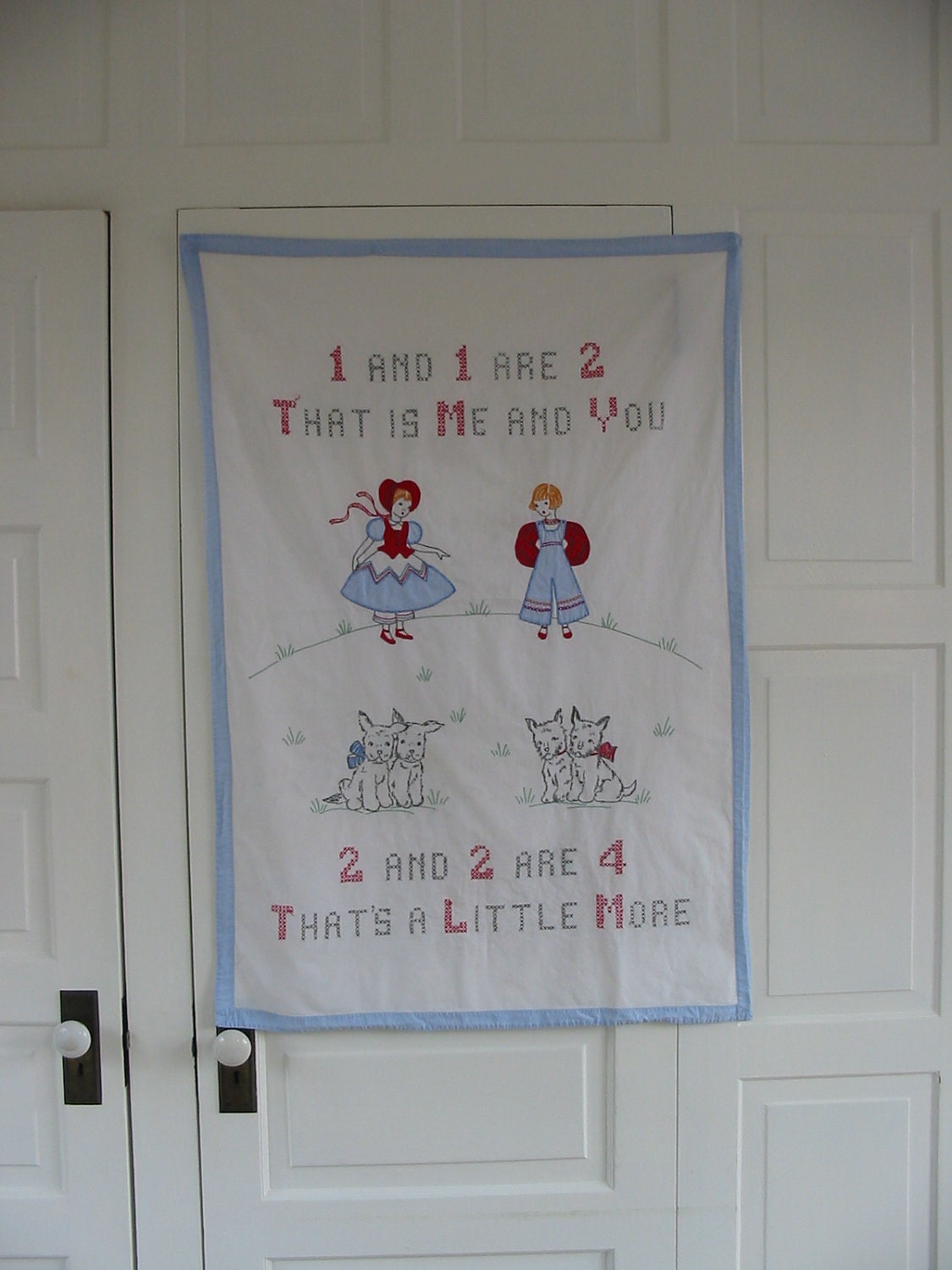 Baby Blanket Wall Art Bedding Crib SHeet Children Embroidered Dog Scottie Terrier Nursery Decor