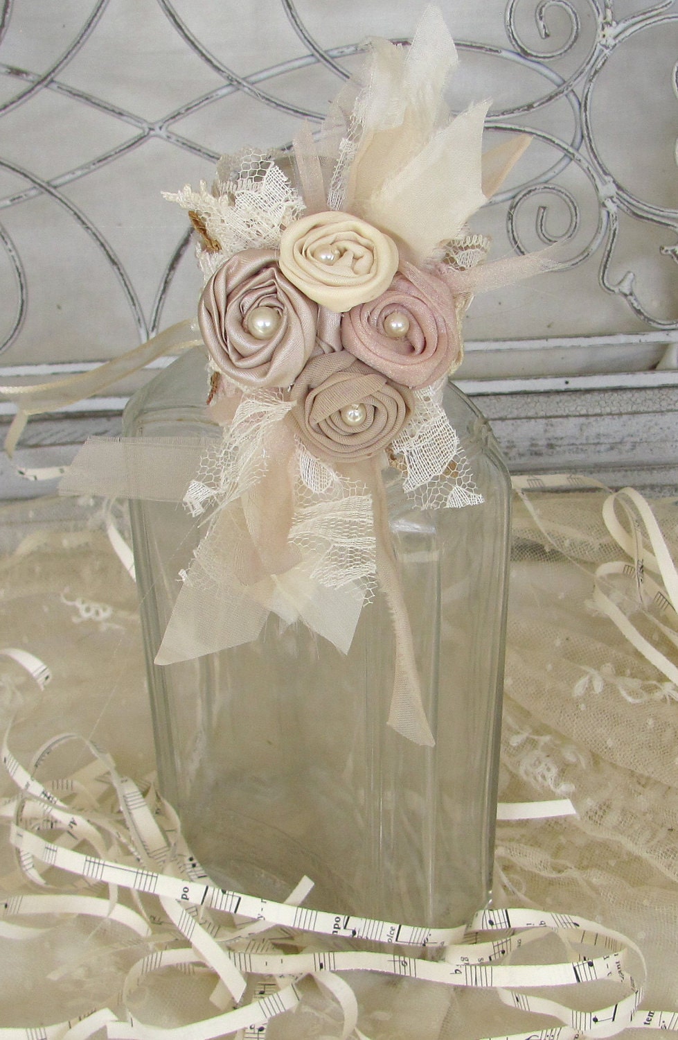 Wedding Wrist Corsage Cuff  Made to order by My Broken Art on Etsy