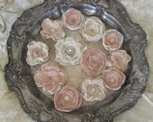 Rhinestone Fabric Flowers Perfect for Wedding Decorations  Custom Order any Color Set of 12