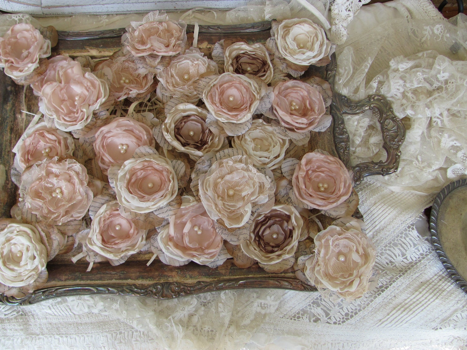 Fabric Flowers for Wedding Decorations Custom Order any Color Set of 24