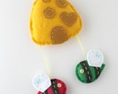 Eco Felt Bumble Bee Hive Spring Wall Hanging Mobile Pink Green Yellow MADE TO ORDER
