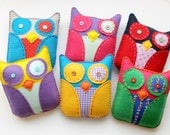 Wholesale Lot of 6 Felt Owl Plush Toys Softies Stuffed Animal Woodland Party Favors