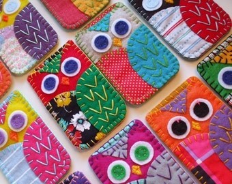 Your Choice Felt Owl Ipod Iphone Case Cozy Blackberry Camera Gadget Driod MADE TO ORDER
