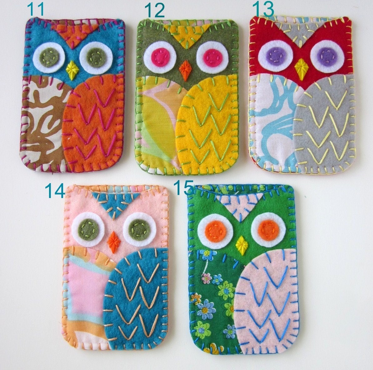 Your Choice Felt Owl Ipod Iphone Case Cozy Blackberry Camera Gadget MADE TO ORDER