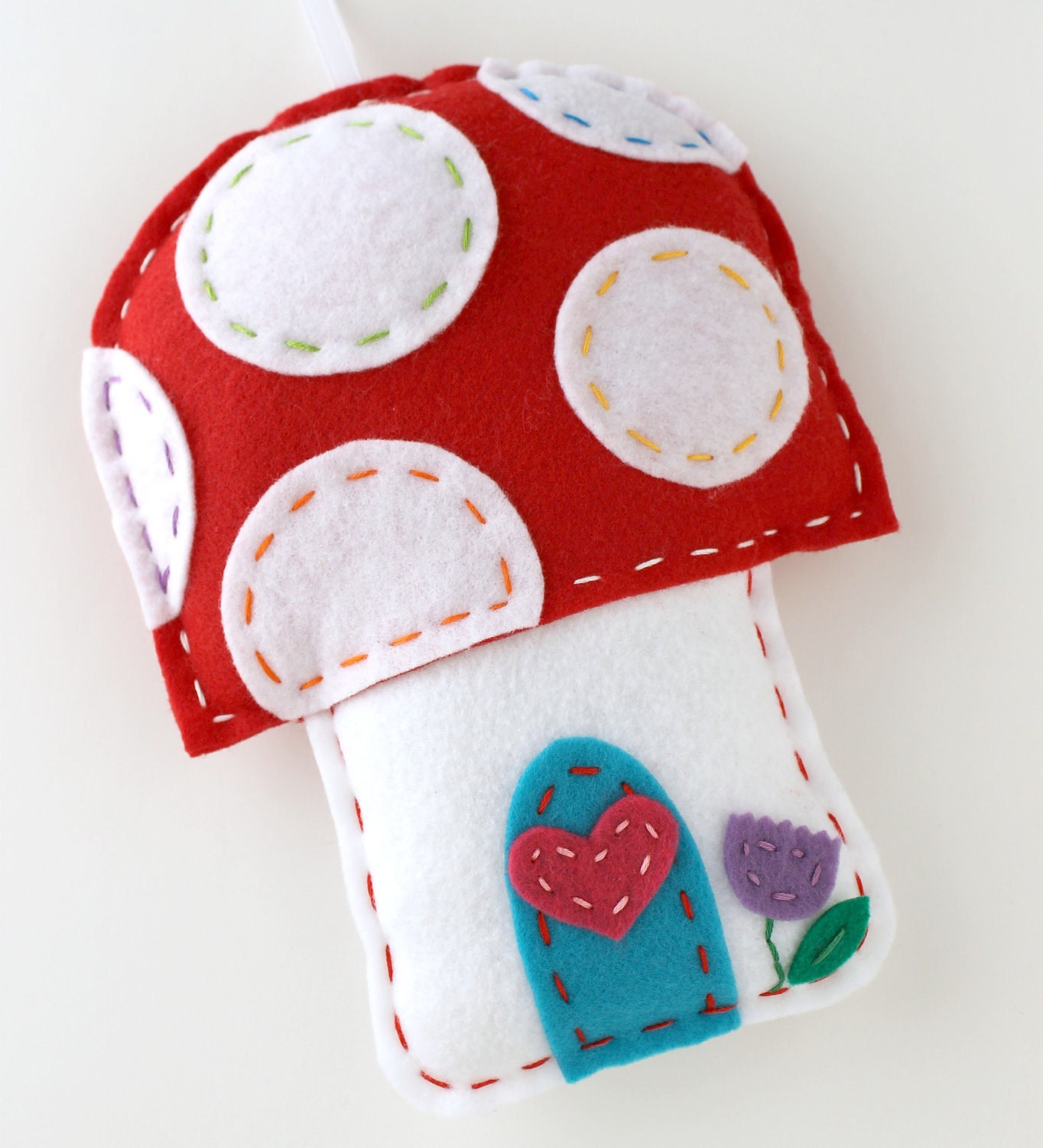 Felt Mushroom House Plush Wall Hanging Decor Chidrens Cute Red MADE TO ORDER