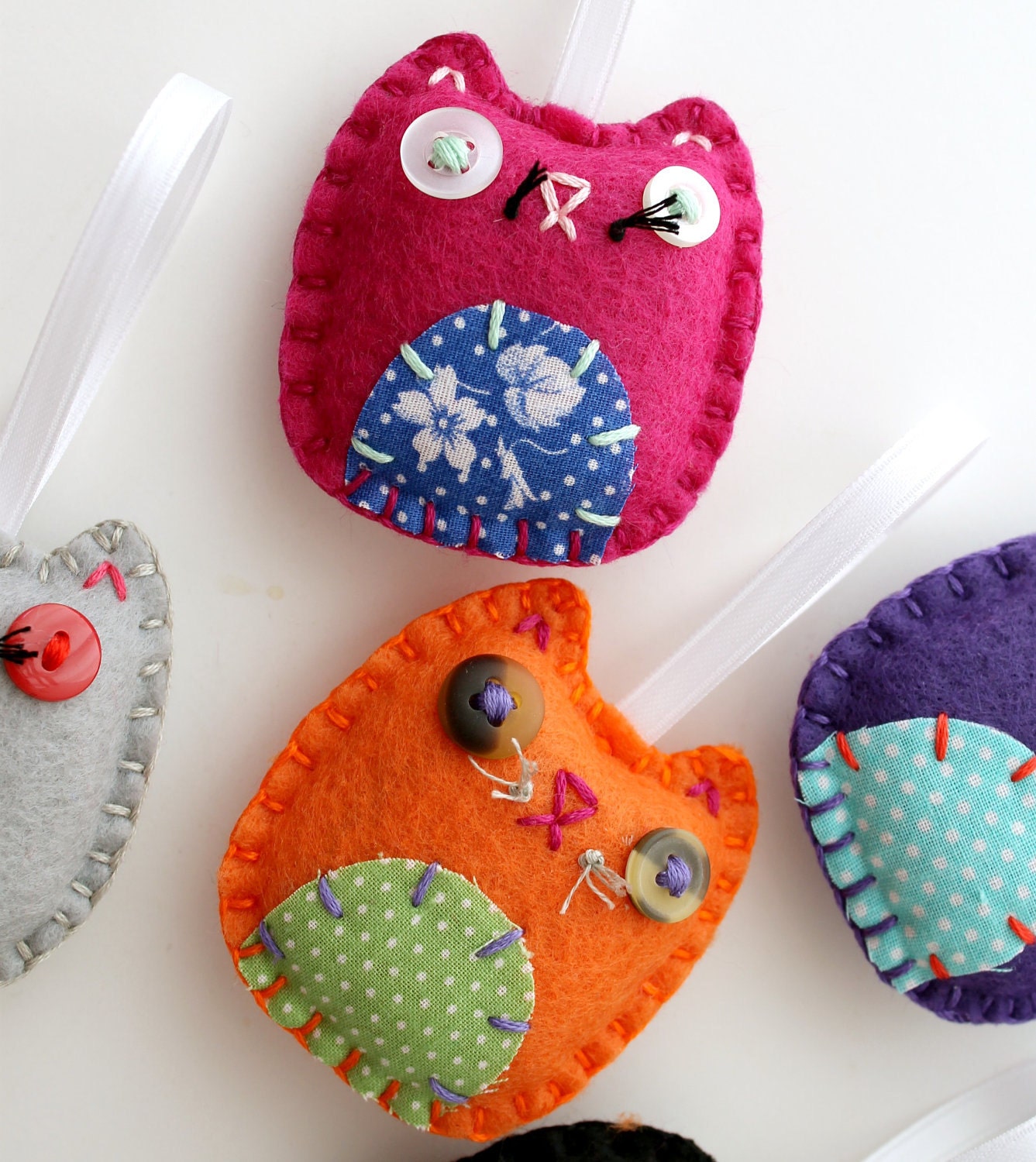 Wholesale Lot of 8 Eco Felt Kitty Cat Ornaments Party Favors Gifts