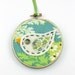 Sale Felt Bird Embroidery Hoop Wall Art Modern 4 inch Hanging Cute Green Blue READY TO SHIP
