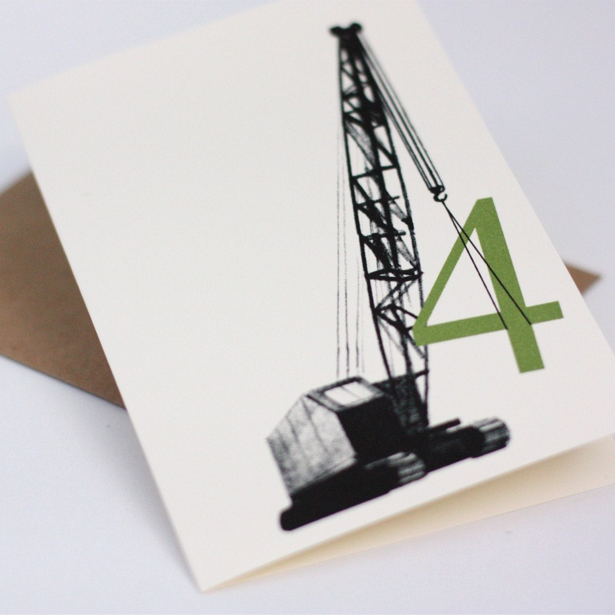 Tractor Crane- Fill-in Birthday Invitation Card (set of 10 )