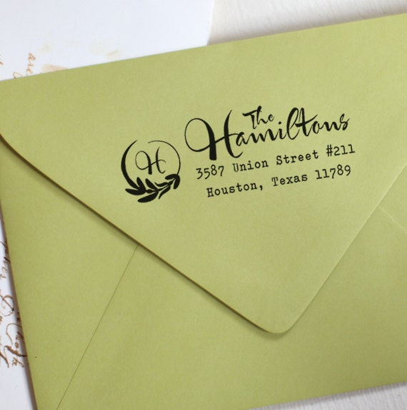 Custom Address Stamp - Self Inking - Personalized handwriting calligraphy - Monogram  - 1003
