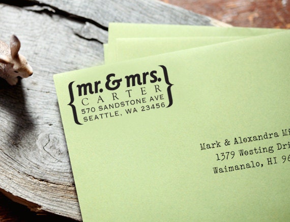 Custom Rubber Stamp Address Eco Mount - cute housewarming birthday wedding gift - ea1008