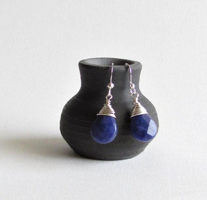 Dark Blue Jade Earrings