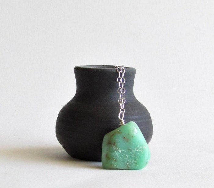 Chrysoprase Necklace on Sterling Silver