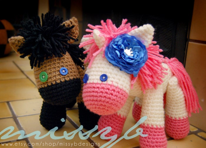 Crochet Horse and Unicorn Pattern - Stuffed Animal with Moveable Legs - PDF pattern - Instant Download