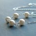 Pearl Necklace White Freshwater Pearl Strand Necklace Sterling Silver Pendant Wire Wrap