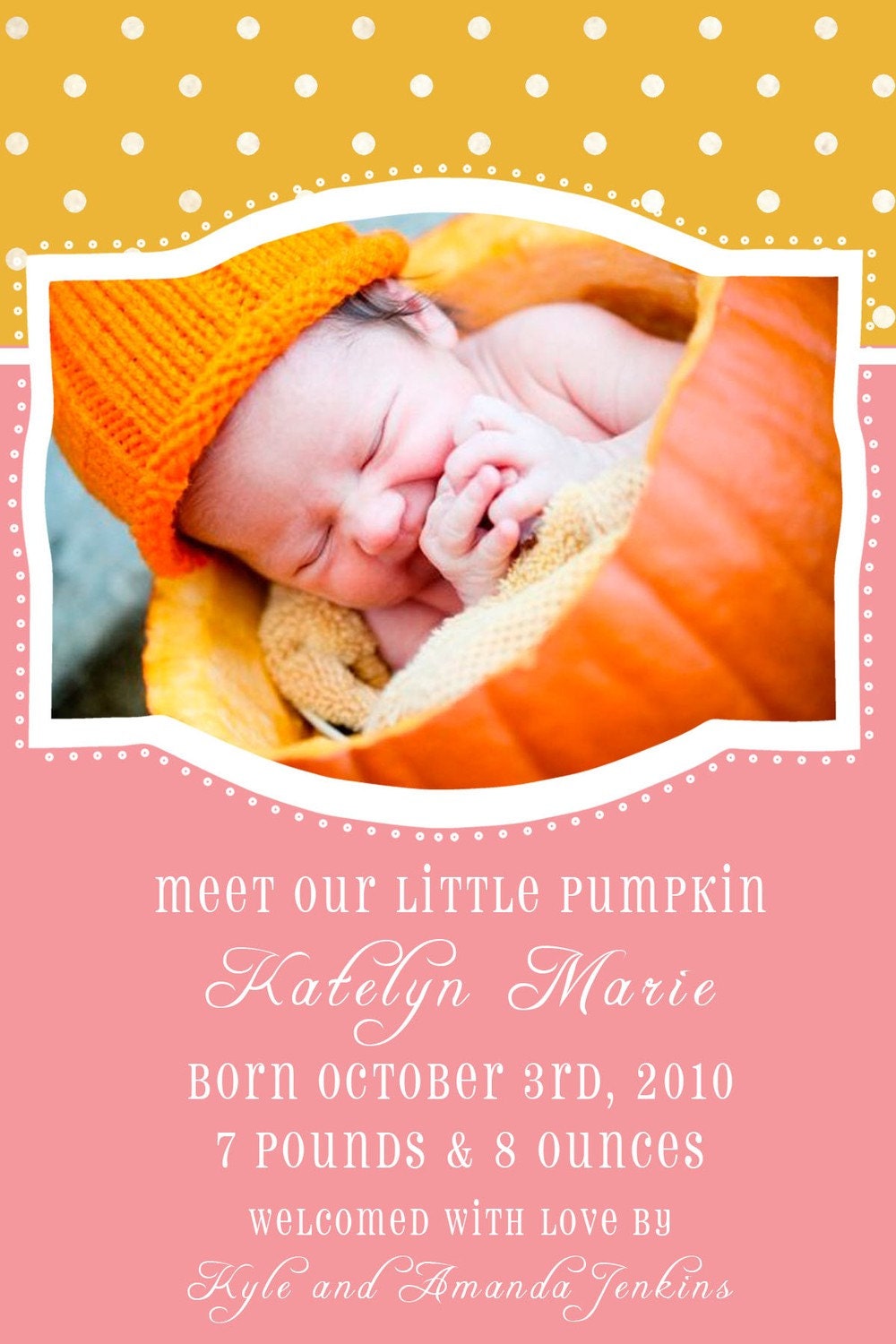 Pumpkin Birth Announcement