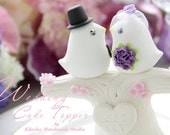 LOVE ANGELS Wedding Cake Topper-love bird with tree and flowers
