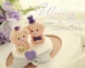 love Piggy and Piglet bride and groom wedding cake topper