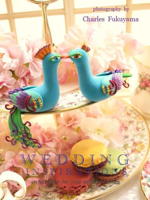 LOVE ANGELS Wedding Cake Topper-love peacock with stump