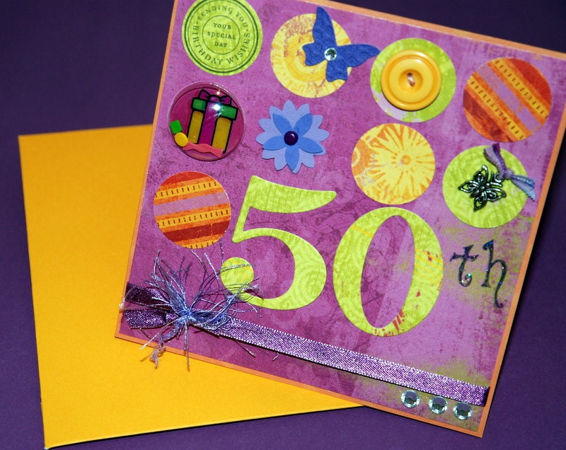 50th Birthday Card Handmade Fifty Fiftieth