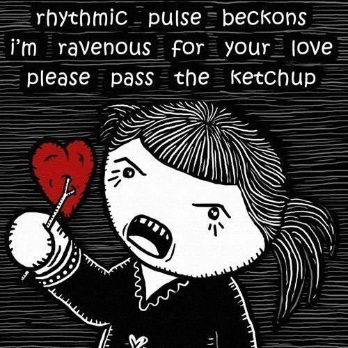 Passion Haiku - GingerDead Goth / Alt Greeting Card w/ Envelope - Valentine / Anti-Valentine / Love