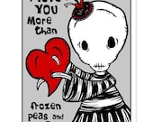 Ennui - Love You More - GingerDead Goth / Alt Greeting Card 5 PACK  w/ Envelopes - Valentine / Anti-Valentine / Love
