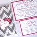Brooklyn Wedding Invitation Sample - Chevron Design - Pink, Grey and White