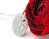 Ruby & Silver Pendant, Handcrafted Cherry Blossom Necklace, Recycled Eco Friendly Silver, Handmade Silver Jewelry