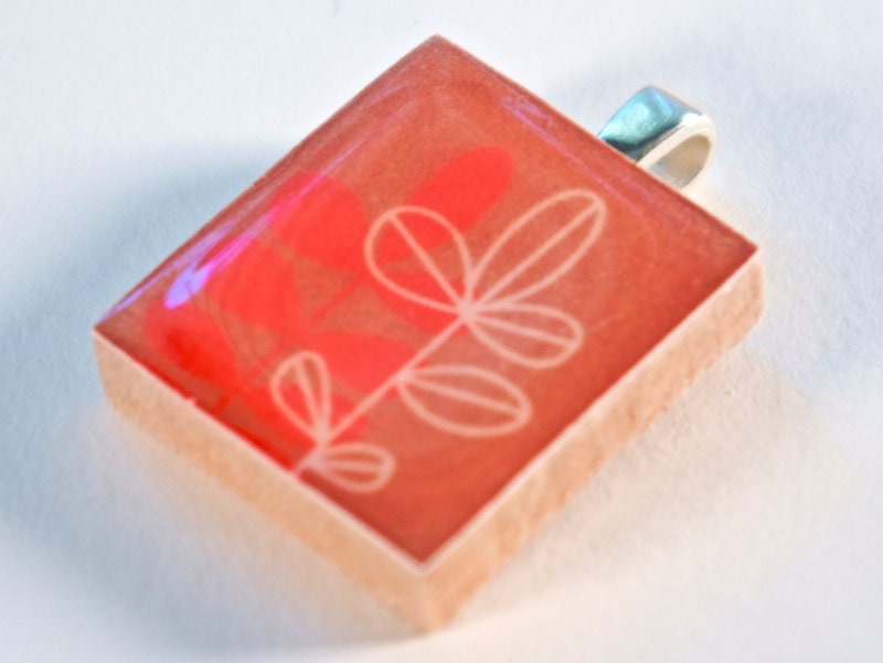 Mod Branches on Brown - Scrabble Tile Pendant - AmeliaBeth