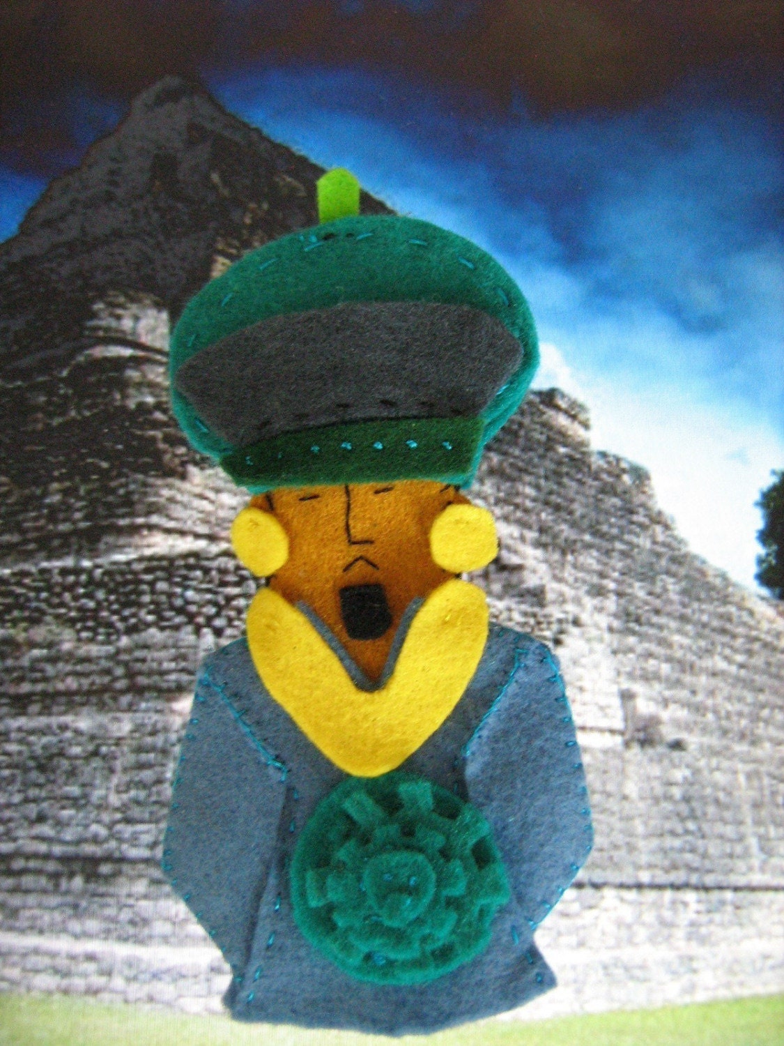 Ancient Mayan Time Traveler Felt Finger Puppet