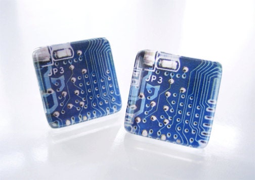 Micro Circuits On My Sleeves - hi-tech glass cuff links