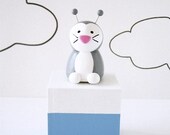Something's Fishy - polymer clay cat sculpture