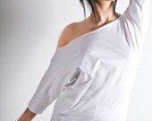 Womens Shirt Slouchy Off Shoulder Top White