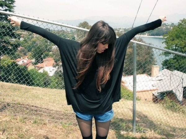 Oversized the cut long sleeve top, black s m